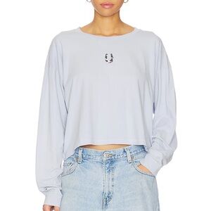 Cow Pattern Horseshoe Meet & Greet Long Sleeve Top in Light Dusk
